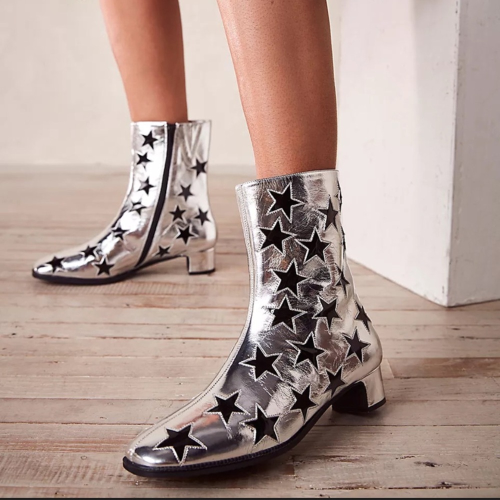 New Jeffrey Campbell On
Mars Bootie silver star western cowgirl Bowie spring - Picture 1 of 8